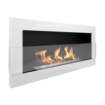 Wandgemonteerde biohaard met glas 900x400 wit glans