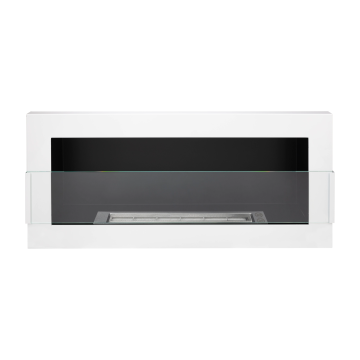 Wand-Biokamin mit Glas 900x400 weiß glänzend