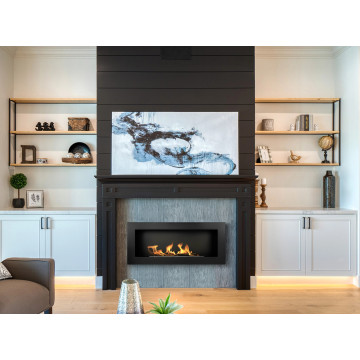 Wall-mounted biofireplace 900x400 black textured matte