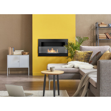 Wandgemonteerde biohaard met glas 650x400 zwart structuur mat