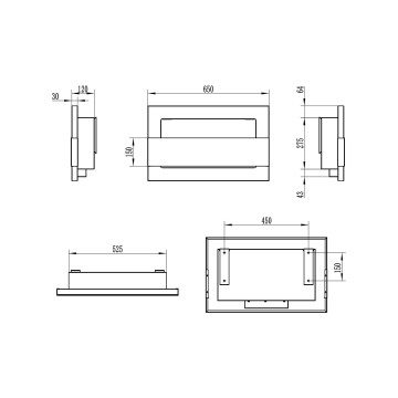 Wandgemonteerde biohaard met glas 650x400 zwart structuur mat