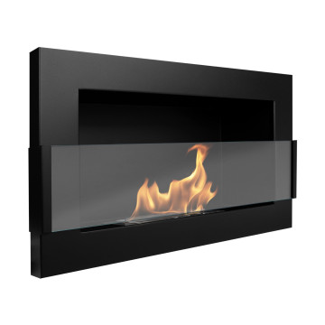 Wandgemonteerde biohaard met glas 650x400 zwart structuur mat