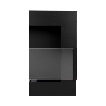 Wandgemonteerde biohaard met glas 650x400 zwart structuur mat