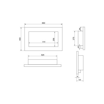 Wandgemonteerde biohaard 650x400 zwart structuur mat