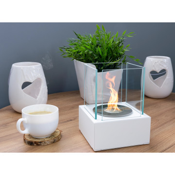 Smart Freistehender Bio-Kamin –weiß Strukturiert Matt