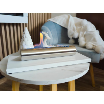 Stainless Freistehender Bio-Kamin –weiß Hochglanz