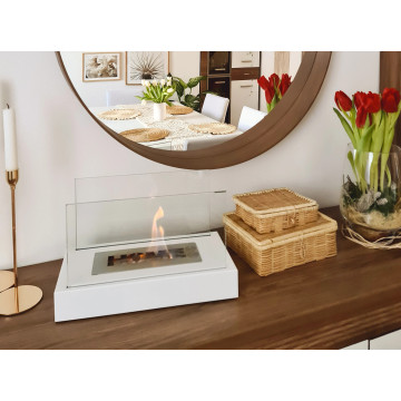 Home Freistehender Bio-Kamin – weiß  Matt