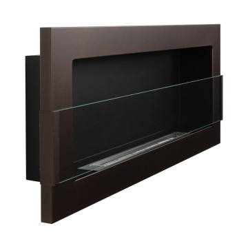 Wandgemonteerde Bio-ethanolhaard met Glas 900x400 – Bruin