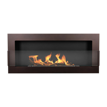 Wandgemonteerde Bio-ethanolhaard met Glas 900x400 – Bruin