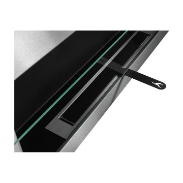 Hangende Biohaard met Glas 900x400 Inox