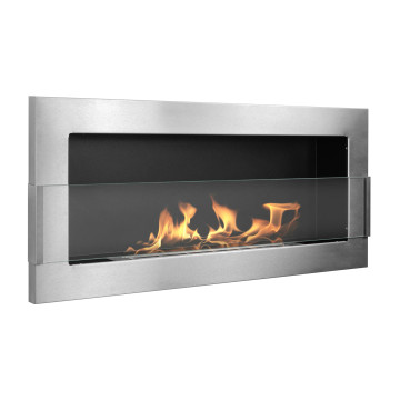 Wall-Mounted Biofireplace with Glass 900x400 Inox
