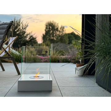Freistehender Biokamin Sunset Garden – Weiß Matt