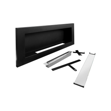 Bio-kominek wiszący z szybą 900x400 Slim czarny strukturalny mat