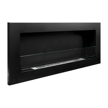 Wand-Biokamin mit Glas 900x400 SLIM – schwarz, strukturiert matt