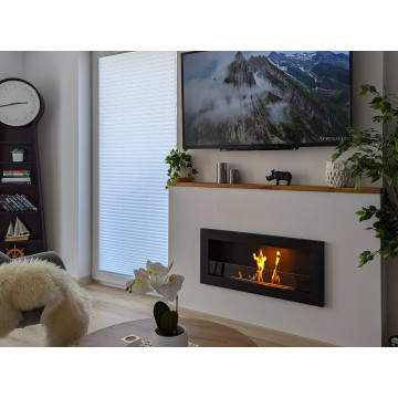 Bio-kominek wiszący z szybą 900x400 Slim czarny strukturalny mat