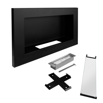 Wandhangende bio-ethanolhaard met glas 650x400 SLIM – zwart, gestructureerd
