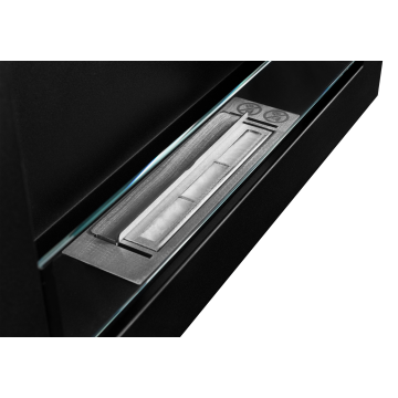Wandhangende bio-ethanolhaard met glas 650x400 SLIM – zwart, gestructureerd
