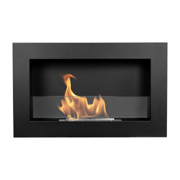 Wandhangende bio-ethanolhaard met glas 650x400 SLIM – zwart, gestructureerd