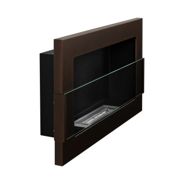 Hangende bio-ethanolhaard met glas 650x400 – Bruin structuur mat