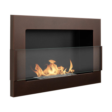 Hangende bio-ethanolhaard met glas 650x400 – Bruin structuur mat