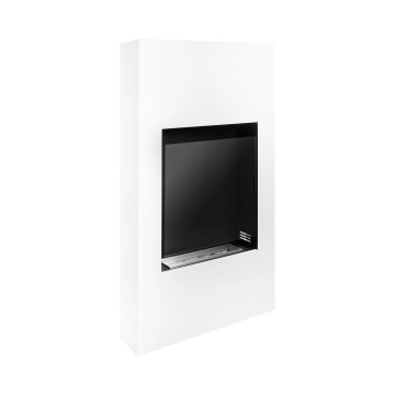 Moderne witte matte vrijstaande biohaard met glas