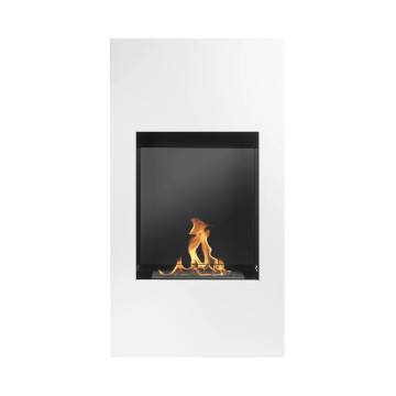 Moderne witte matte vrijstaande biohaard met glas