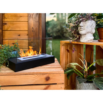 Freistehender Bio-Kamin Glow – Schwarze Struktur matt