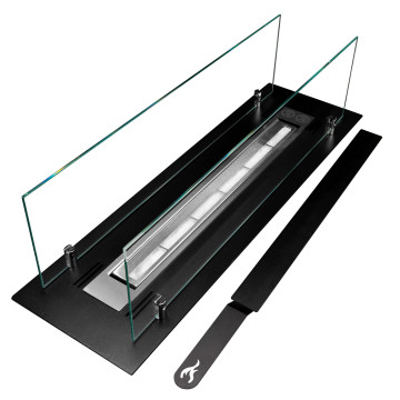 Built-in Bio-Fireplace 65 cm Black Matte with Glass