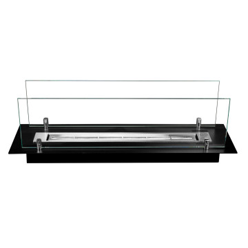 Bio-kominek do zabudowy 65 cm czarny mat z szybami