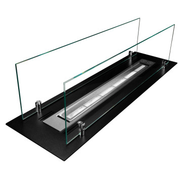 Built-in Bio-Fireplace 65 cm Black Matte with Glass