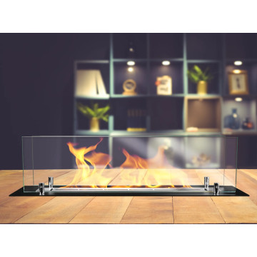 Einbau-Biokamin 65 cm Schwarz matt mit Glasscheiben