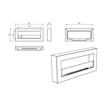 Hangende Biohaard 900x400 Box Zwart mat met Glas