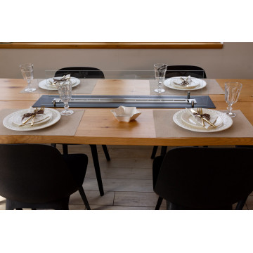 Einbau-Biokamin Einsatz 100 cm Schwarz Matt mit Glas