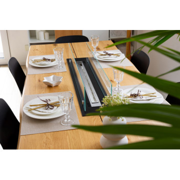 Einbau-Biokamin Einsatz 100 cm Schwarz Matt mit Glas