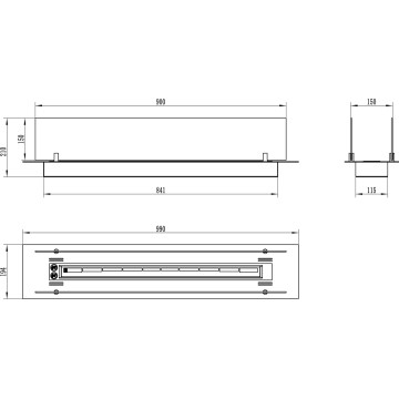 Inbouw Biohaard Inzet 100 cm Zwart Mat met Glas