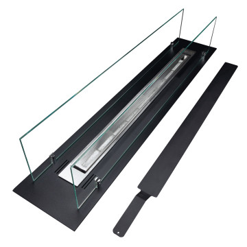 Einbau-Biokamin Einsatz 100 cm Schwarz Matt mit Glas