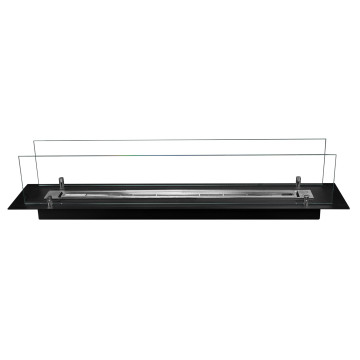Einbau-Biokamin Einsatz 100 cm Schwarz Matt mit Glas