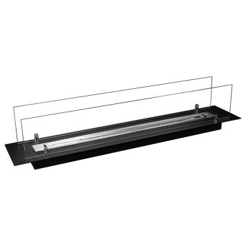 Einbau-Biokamin Einsatz 100 cm Schwarz Matt mit Glas