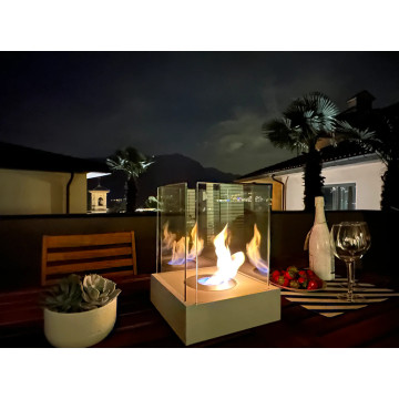 Freistehender Bio-Kamin Sunset Garden Mini weiß matt