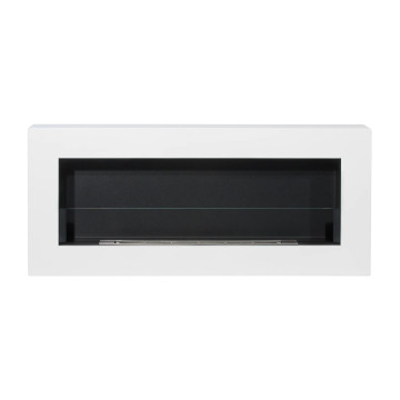 Wand-Biokamin mit Glas 900x400 Box – Weiß strukturiert matt