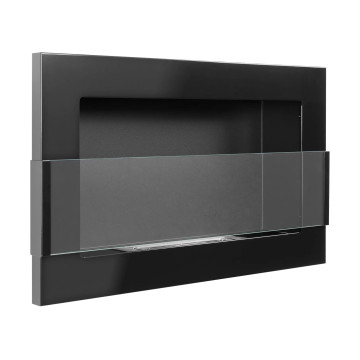 Bio-kominek wiszący z szybą 650x400 – czarny połysk