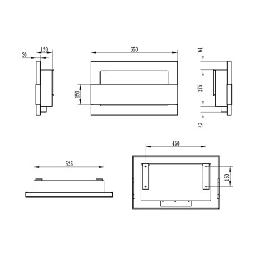 Wall-mounted biofireplace with glass 650x400 – black gloss