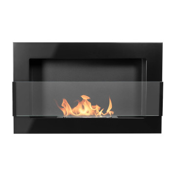 Bio-kominek wiszący z szybą 650x400 – czarny połysk