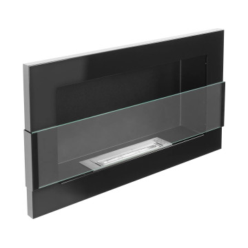 Bio-kominek wiszący z szybą 650x400 – czarny połysk