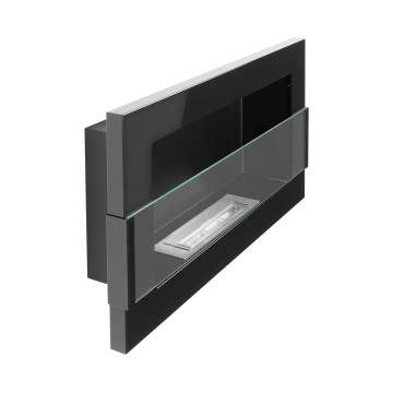 Bio-kominek wiszący z szybą 650x400 – czarny połysk