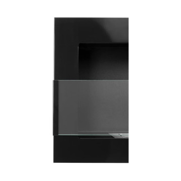 Wall-mounted biofireplace with glass 650x400 – black gloss