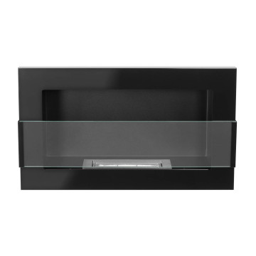 Wall-mounted biofireplace with glass 650x400 – black gloss