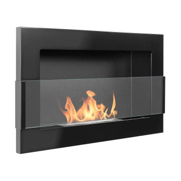 Bio-kominek wiszący z szybą 650x400 – czarny połysk