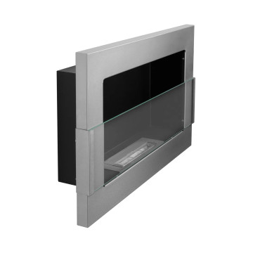 Wand-Bio-Kamin mit Glas 650x400 inox