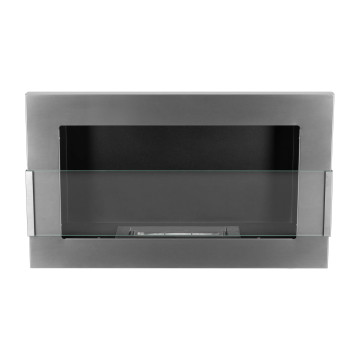 Wand-Bio-Kamin mit Glas 650x400 inox